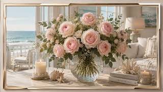 Coastal Rose Bouquet by the Sea 🌊🌹 | Luxury Frame TV Art 4K | Elegant Beach Home Decor screenshot 2