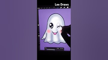 Simple easy cute ghost cartoon character winking eye cartoon character animation in procreate ipad