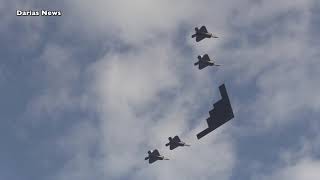 Military Flyover Hudson River (PARTIAL) Thunderbirds \& B-2 Stealth Bomber