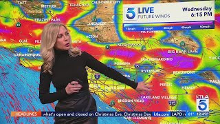 Temperatures Drop As Christmas Storm Moves Into Southern California