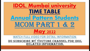 IDOL | Time Table | MCOM PART 1 | MCOM PART 2 | Mock Test | Annual Pattern | Mumbai University
