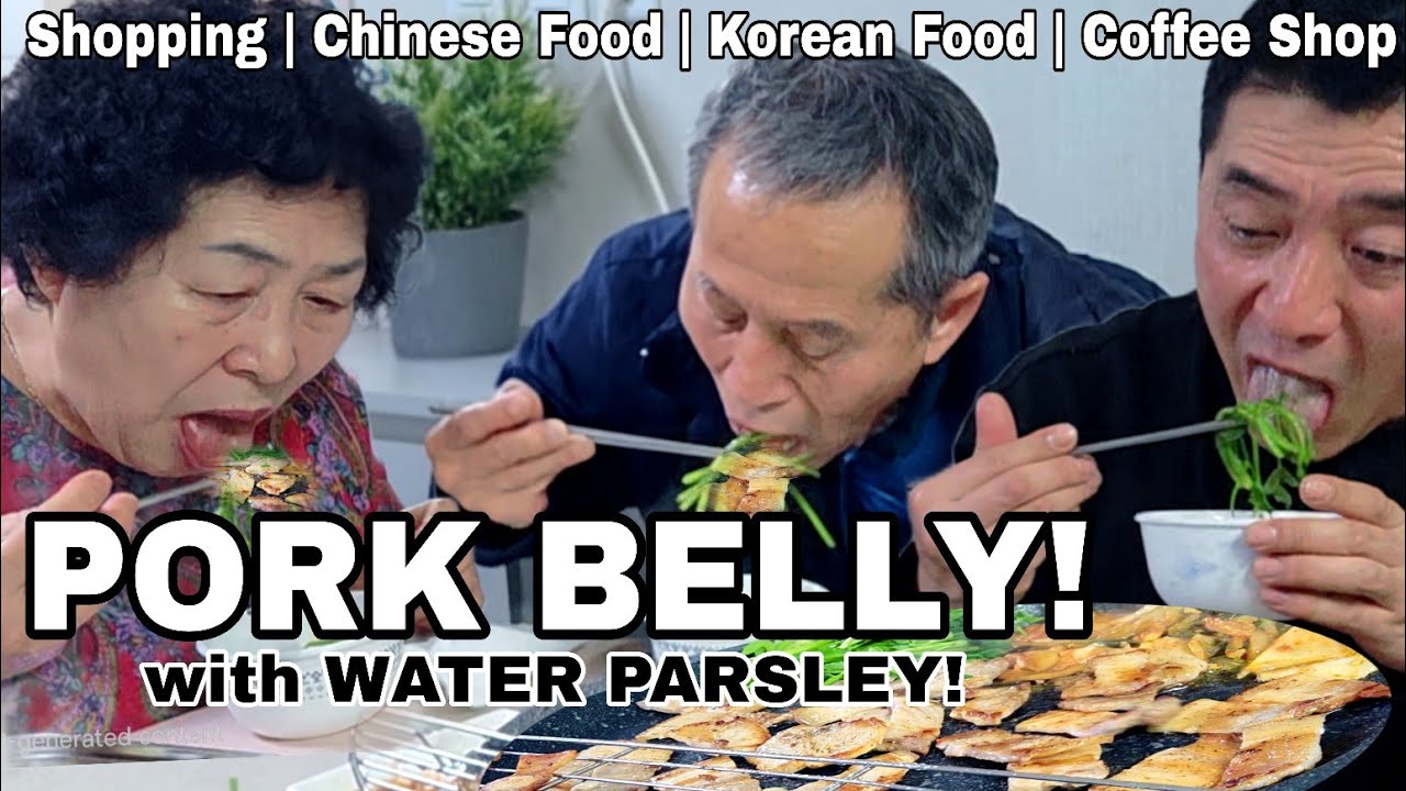 GRILLED PORK BELLY with WATER PARSLEY! Shopping for a day! | filipina Korean family!