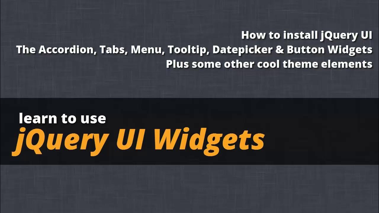 How to Learn jQuery UI Widgets - YouTube