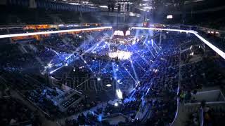 Stock Footage Moscow Russia December Illuminated Boxing Ring Before The Match Mive Boxing Show