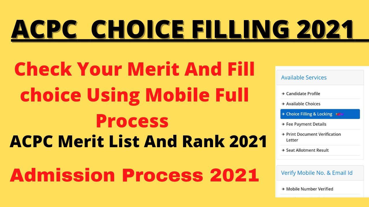 ACPC choice filling 2022 ACPC Merit list 2022 ACPC admission 2022