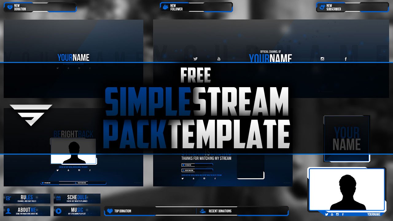 Download Simple Stream Pack Template Free Download Photoshop Cc Youtube PSD Mockup Templates