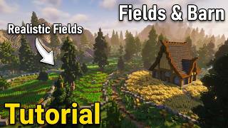 How To Build Realistic Crop Fields &amp;  Storage Barn in Minecraft!