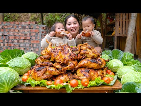 Cabbage Harvesting Process: Harvest 1000Kg+ Cabbage to sell & Make Roast Chicken with my children