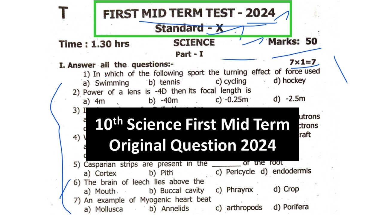 10th Science| 1st Mid Term Que 2024| Original @KaniMaths-Education ...