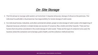 Source reduction and onsite storage methods