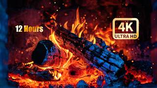 Night Fireplace🔥4K! (No AI) Natural Crackling Fire Sounds #fire #night #ambience