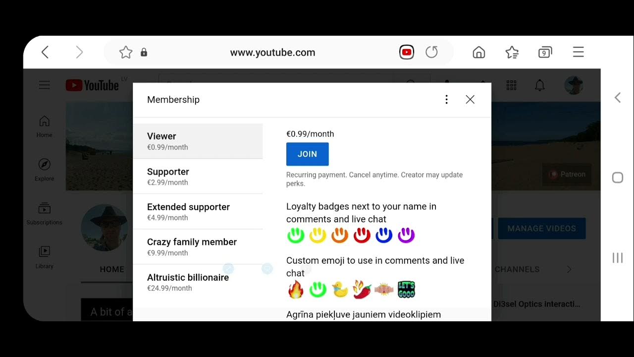 How to a channel member YouTube
