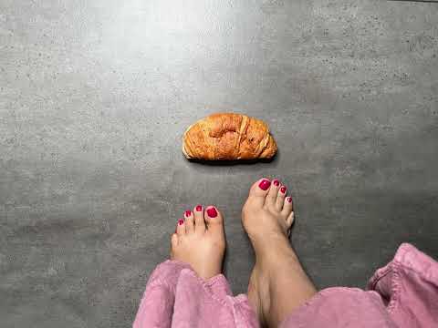 Sexy Girl Feet And A Chocolate Filled Croissant