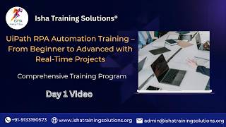 UiPath RPA Day 1 video on 23rd April 2026.Pls contact or WhatsApp us on +91-9133190573 to enroll.