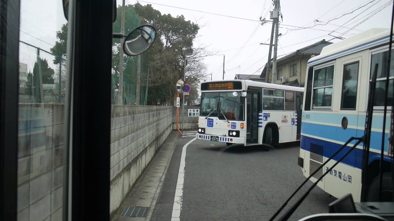 【前面展望】岡山駅西口～岡山大学構内～岡山理科大学付属高校【岡電バス・狭溢＆連続スライド】