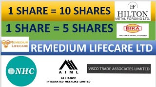 Hilton metal forging Ltd | remedium lifecare Ltd share | visco trade associates Ltd share| bonus