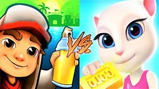 Talking Tom Gold Run Vs Subway Surfers Bangkok Action Games Tricks screenshot 3
