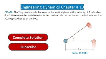 *13–80. The 2-kg pendulum bob moves in the vertical plane with a velocity of 8 m/s  #solution