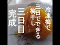 ３日目完成・冷凍梅で3日で完成！超低塩梅干し作り