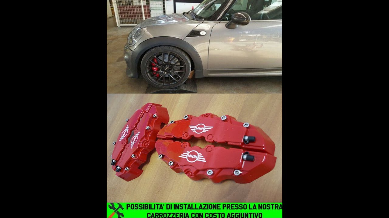 MINI SET 4x COVER COPRI PINZE FRENI ROSSO ANTERIORI POSTERIORI LOOK  SPORTIVO INSTALLAZIONE 