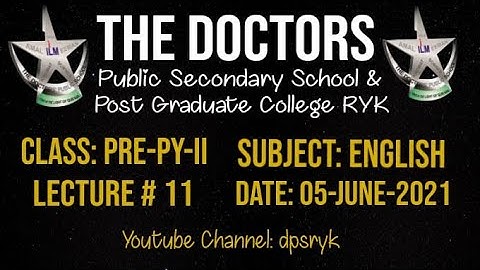 Class Pre-Py-2 English Lecture # 11 [05-June-2021] dpsryk