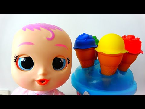 Baby Alive eating and playing with ice cream toy