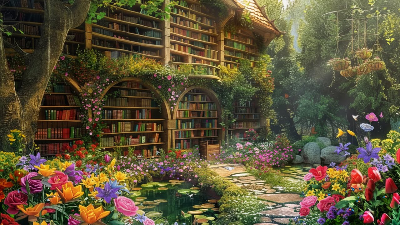 Obejrzyj Ancient Mossy Library in the Deep Forest | Magical Music & ASMR Soft Nature Sound ~ Relax Mind, Rest w YouTube