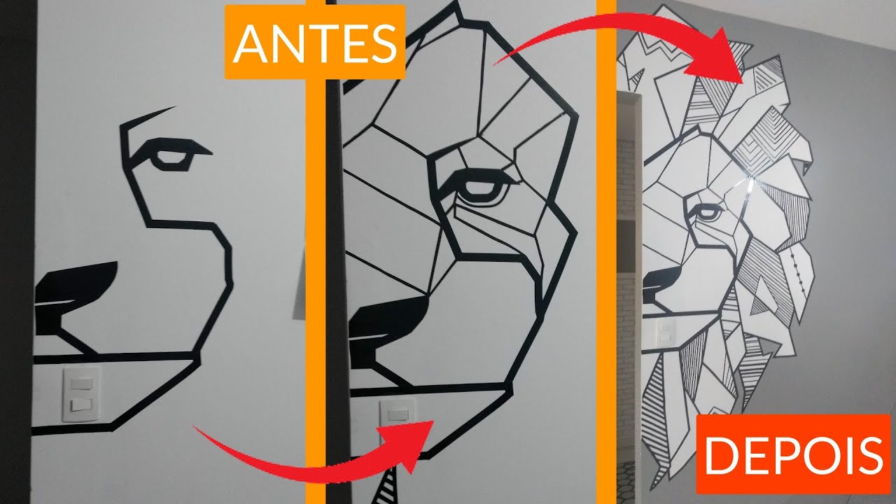 TUTORIAL DIY - DESENHANDO COM FITA ISOLANTE NA PAREDE - How to draw ...
