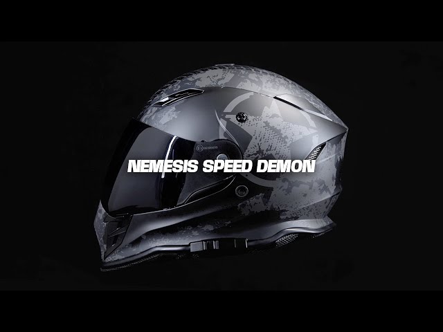 demon motorcycle helmet GDM with Bluetooth Intercom - Chrome & Clear Shields it offers 100% coverage to protect against impacts and debris AC/DC fan's custom demon fire