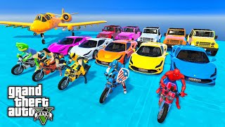 GTA V Most Exciting Super Cars Planes Ski Jet And Boat Racing Challenge On Stunt Map By Trevor