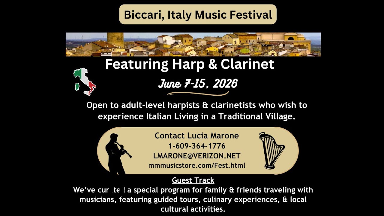 2026 Biccari Music Festivals: Harp, Clarient String