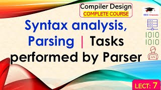 L7: Syntax analysis, Parsing | Tasks performed by Parser | Compiler Design(CD) Lectures in Hindi