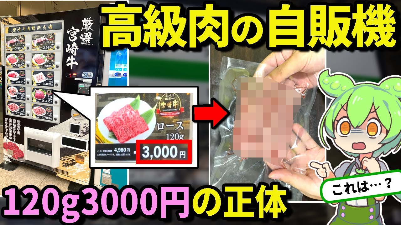 【自腹レビュー】自販機の高級肉のヤバすぎる正体…。3000円の宮崎牛の中身は？【ずんだもん＆ゆっくり解説】