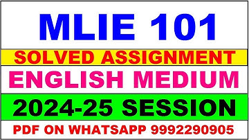 MLIE 101 solved assignment 2024-25 | MLIE 101 solved assignment in english 2025 | MLIE 101 2024-25
