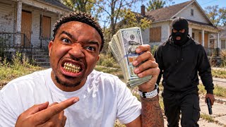 Flashing $100,000 In The Hood Prank GONE WRONG!