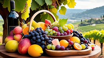 Blender with Stable Diffusion XL - Fruit feast in vineyard - img2img