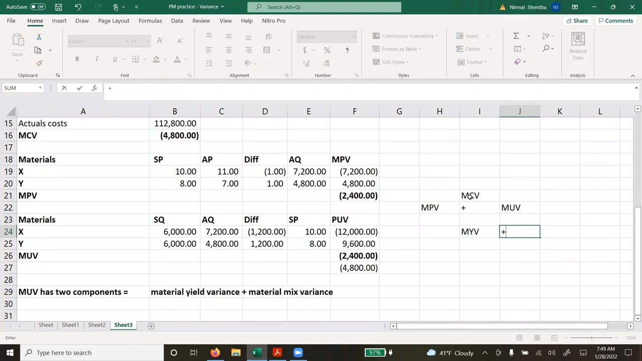 Material Cost Variance (MCV) | Practical | Costing:ACCA