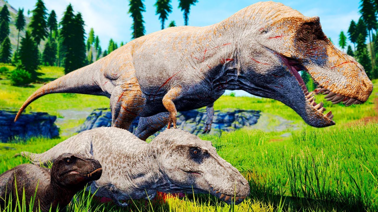 Tiranossauro Rex Albino do Terror + Filhote! Perseguindo Manadas | The Isle Realismo | (PT/BR)