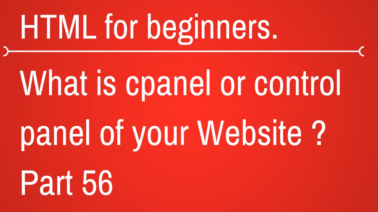 what is cpanel or what is control panel in web hosting - HTML Tutorial ...