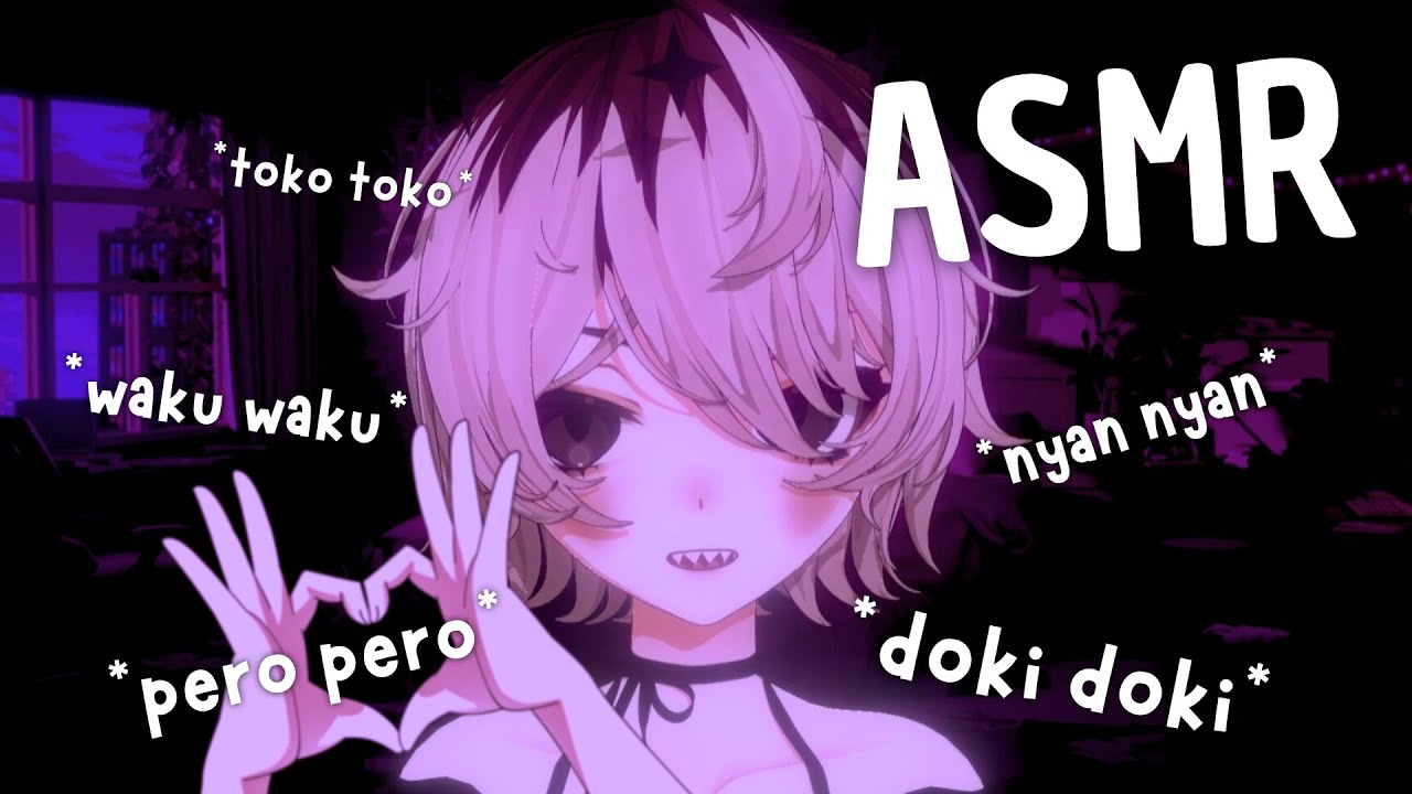 【ASMR】whispering onomatopeia, latex gloves, soft rain and more...