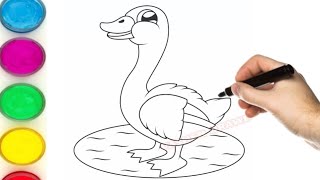 how to color goose 🦆 - birds coloring page - goose drawing