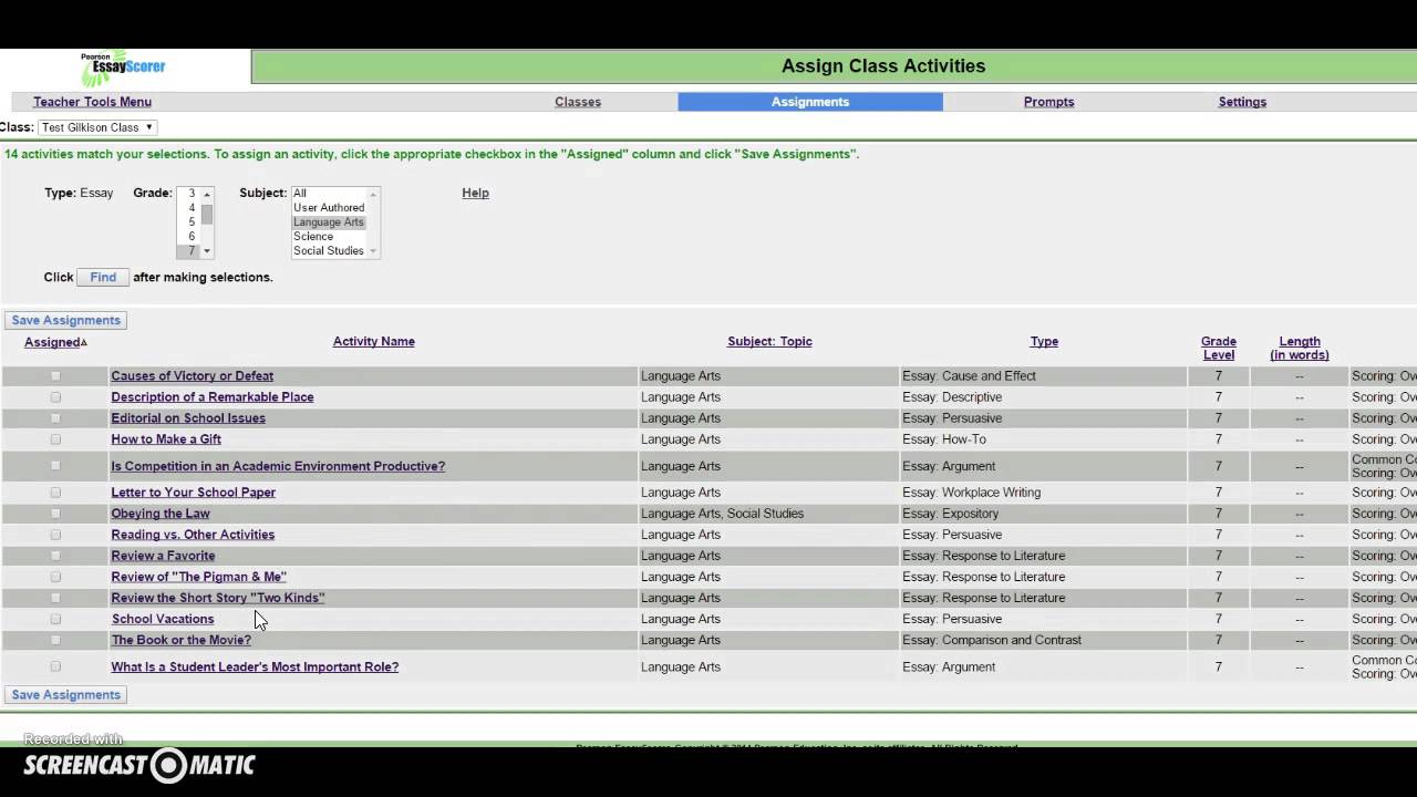 essay scorer teacher login