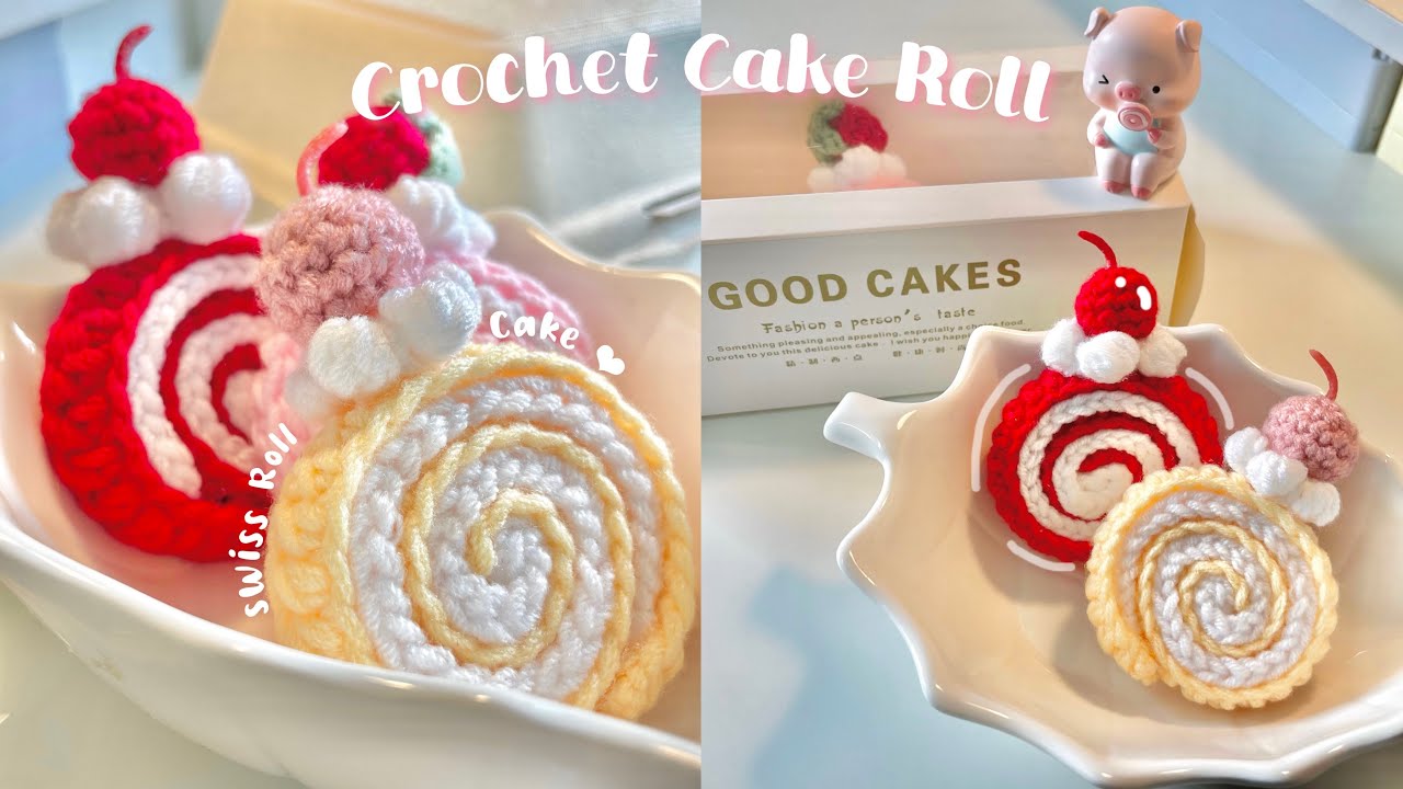 🍒How To Crochet Roll Cake | Mini Swiss Roll Inspo 小红书 🍒