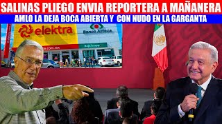 Reportera de Tvazteca1 confronta a AMLO,tras enterarse de deuda de Salinas Pliego queda bocacerrada