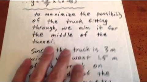Quadratics; Roots; Word Problem; Truck through Tunnel