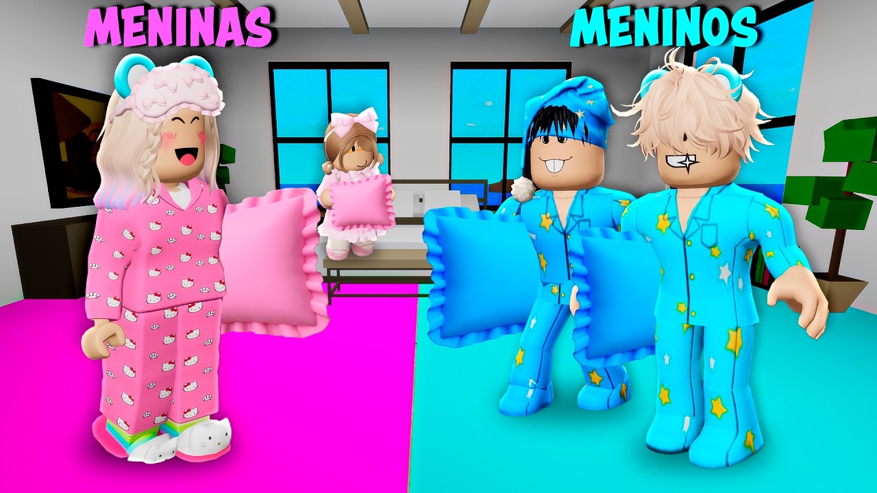 FESTA DO PIJAMA DE MENINAS VS MENINOS no BROOKHAVEN