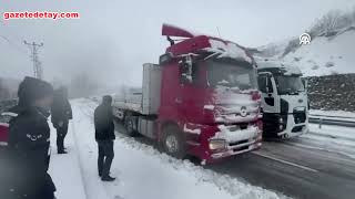 Malatya Kayseri Kara Yolu, Kar Yağışı Nedeniyle Ağır Tonajlı Araçların Geçişine Kapatıldı