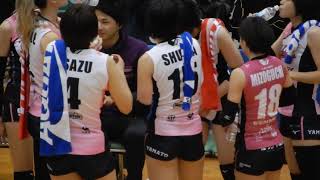 女子バレー、Vリーグ、赤色ユニフォーム、テクニカルタイムアウト