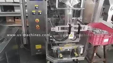 Automatic hardware vertical bag filling sealing machine completed packing line tsting video for hard