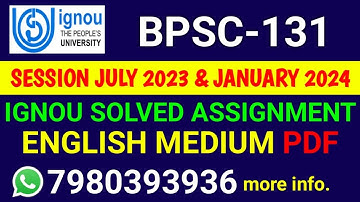 BPSC 131 Solved Assignment 2023-24 English, BPSC 131 Solved Assignment 23-24, BPSC-131 Assignment